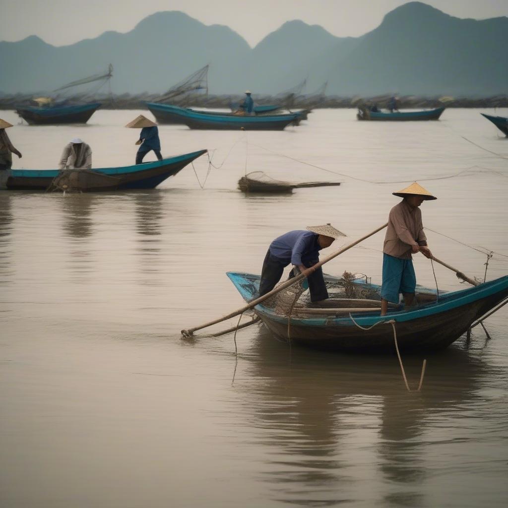 Ngư dân Việt Nam đánh bắt cá trên biển